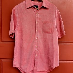 Nat Nast silk blend button down in Tango Red (M)